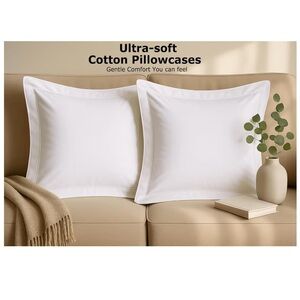 Ultra-Soft White Cotton Euro Shams EXTRA-LARGE 28x28” (2-pack)